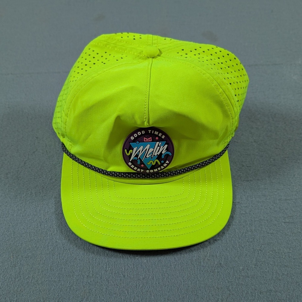 Melin Coronado Hydro Hat Mens OS Neon Yellow Perforated Snapback Rope Cap